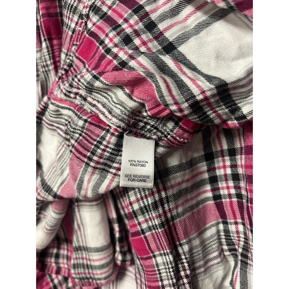 Woman Plus Sz 26/28 Multicolor Plaid Button Down Shirt - Picture 8 of 9